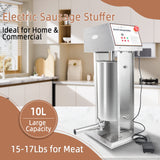 Hakka 10L/22 lb Electric Sausage Stuffer, Stainless Steel Vertical Sausage Maker with Foot Pedal and 5 Stuffing Tubes