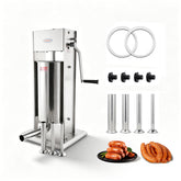 Hakka 12L/25lb Manual Sausage Stuffer, 2-Speed Stainless Steel Vertical Meat Filler with 4 Nozzles