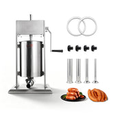 Hakka 10L/22lb Manual Sausage Stuffer, 2-Speed Stainless Steel Vertical Meat Filler with 4 Nozzles
