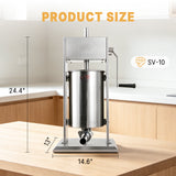 Hakka 10L/22lb Manual Sausage Stuffer, 2-Speed Stainless Steel Vertical Meat Filler with 4 Nozzles