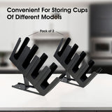 Clivia Pack of 2 Commercial Cup and Lid Holder, Coffee Cup Dispenser Organizer,Paper Cup Holder,Collapsible Design,4 Compartment Countertop Cup and Lid Organizer, Color Black