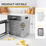 Hakka Food Dehydrator 10 Tray Stainless Steel Meat Fruit Jerky Dryer Blower