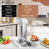 Hakka 15L/30 lb Electric Sausage Stuffer, Stainless Steel Vertical Sausage Maker with Foot Pedal and 5 Stuffing Tubes