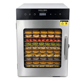 Hakka Bros 10-Tray 800W Food Dehydrator, 8.9 sq. ft. Drying Space, 86–194°F Temp, 24H Timer & Glass Door