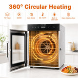 Hakka Bros 10-Tray 800W Food Dehydrator, 8.9 sq. ft. Drying Space, 86–194°F Temp, 24H Timer & Glass Door