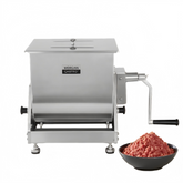 Morgangastro 15L/30 lb Manual Meat Mixer, Stainless Steel Tilt Sausage Mixer with Removable Paddles & Hand Crank