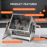 Morgangastro 7.5L/15 lb Commercial Manual Meat Mixer with Gearbox, Tilting Tank Stainless Steel Sausage & Burger Mixer