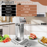 Hakka 25L/55lb Electric Sausage Stuffer Machine, Stainless Steel Vertical Sausage Maker with 4 Stuffing Tubes