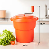 Large manual salad spinner used for drying lettuce, greens, vegetables, and fruit in kitchen prep