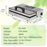 Hakka Chamber Vacuum Sealer, Commercial Vacuum Packaging Machine for Food Preservation and Sous Vide, Max. Bag 12.2in Width, Automatic Vacuum Pulse Sealer, 110V 460W