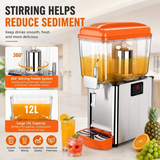 Hakka Brothers 12L Commercial Refrigerated Beverage Dispenser, Single Bowl Juice Dispenser for Cold Drinks