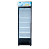 Hakka Brothers 15.2 Cu. Ft. / 430L Commercial Glass Door Merchandiser with Lightbox, 4 Adjustable Shelves and LED Lighting