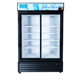 Hakka Brothers 42.4 Cu. Ft / 1200L Commercial Double Sliding Glass Door Merchandiser with Lightbox, 8 Adjustable Shelves & LED Lighting