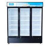 Hakka Brothers 53 Cu. Ft / 1500L Commercial Glass Door Merchandiser with 3 Self-Closing Doors, Lightbox, 15 Adjustable Shelves & LED Lighting