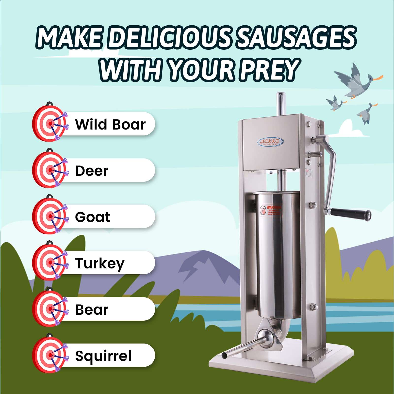 Hakka 15 Lb/7L 2 Speed Vertical stainless sausage stuffer(Official Refurbishment)