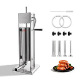 Hakka 7L/15lb Manual Sausage Stuffer, 2-Speed Stainless Steel Vertical Meat Filler with 4 Nozzles