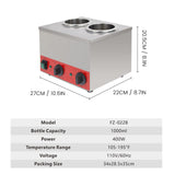 EasyRose 2 Grid Commercial Sauce & Cheese Warmer, Dual-Well Electric Squeeze Bottle Warmer, Stainless Steel, 105–195°F