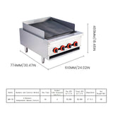 EASYROSE 24" Radiant Gas Charbroiler Countertop Gas Grill with 4 Burners 80,000 BTU, ETL Certified