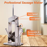 Hakka 11 Lb/5 L Stainless Sausage Stuffer 2 Speed Vertical Sausage Maker