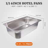 Hakka 1/1 尺寸不锈钢食品盘,6 英寸深食品容器 - 6 件装
