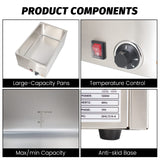 EasyRose 20" x 12" 全尺寸电动台面食物保温器 - 120V,1200W