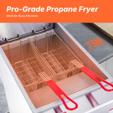EasyRose Commercial Gas Deep Fryer 5 Burner 68-80lb Liquid Propane 150000 BTU,CSA / ETL Certified