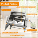 Hakka 15L/30lb Tilt Tank Manual Meat Mixer, Stainless Steel Sausage Mixer Machine