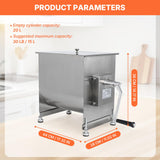 Hakka 15L/30lb Manual Meat Mixer, Fixed Stainless Steel Tank Sausage Mixer