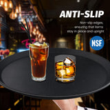 Clivia 6 Pack Restaurant Grade Non-Slip Tray, Fiberglass Serving Trays, Round, 11-inch, Plastic, Black