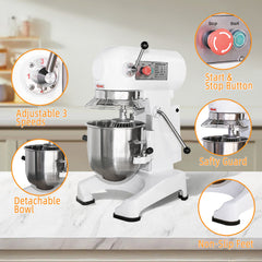 Hakka Commercial 10Qt Dough Food Stand Mixer 3 Speed Gear Driven Pizza Bakery
