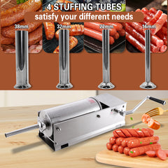 Hakka Horizontal 11LBS 5L Sausage Stuffer Stainless Steel Sausage Meat Maker