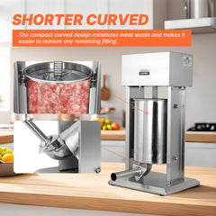 Morgangastro Vertical Electric Sausage Stuffer Maker, 22Lb/10L Large Capacity, Adjustable Speed