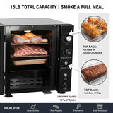 Hakka 2-Layer Electric Smoker with Timer & Temperature Control, 15 lb Capacity