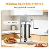 Hakka 10L/22lb Manual Sausage Stuffer, 2-Speed Stainless Steel Vertical Meat Filler with 4 Nozzles