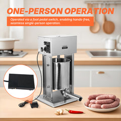 Morgangastro Vertical Electric Sausage Stuffer Maker, 22Lb/10L Large Capacity, Adjustable Speed