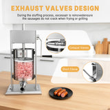 Hakka 10L/22lb Manual Sausage Stuffer, 2-Speed Stainless Steel Vertical Meat Filler with 4 Nozzles