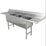 Hakka Brothers 16 Gauge Stainless Steel Three Compartment Commercial Sink and Two Drainboard - 18"X18"X11"Bowl