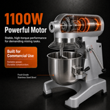 Hakka 20Qt Commercial Planetary Stand Mixer with Attachment Hub, 1100W 3-Speed Food Mixer, Includes Dough Hook, Flat Beater & Whisk, ETL Certified