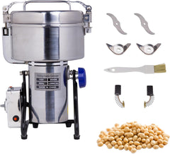 Hakka Grain Mill 1500g High Speed Food Electric Stainless Steel Powder MillSeeds Flour Nut Pill Wheat Corn Herbs Spices Powder Machine，3500W