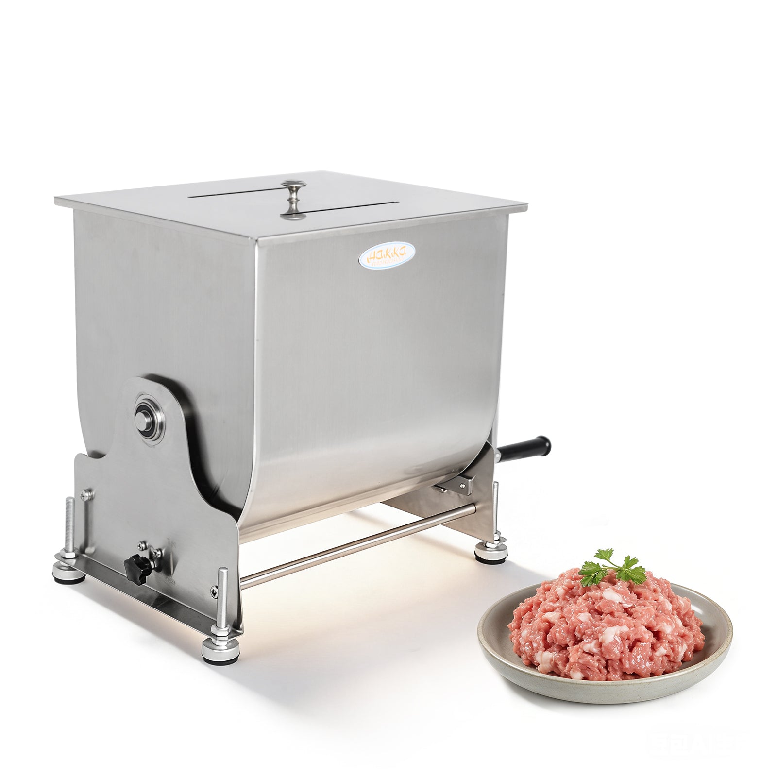 Hakka 30L/60lb Manual Meat Mixer, Tilting Stainless Steel Tank Sausage Mixer