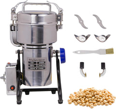 Hakka Grain Mill 800g High Speed Food Electric Stainless Steel Powder MillSeeds Flour Nut Pill Wheat Corn Herbs Spices Powder Machine，2400W