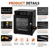 Hakka Bros 3-in-1 Electric Smoker Oven and Dehydrator, 1200W Countertop BBQ Grill with 2 Racks and Side Wood Chip Loader, Stainless Steel