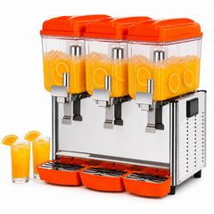 Hakka Brothers 3 x 12L Triple Bowl Refrigerated Beverage Dispenser, Commercial Juice Dispenser for Cafes and Restaurants 