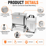 Hakka 37.5L/85 lbs Commercial Electric Tilting Meat Mixer with High-Power Motor, Stainless Steel Mixing