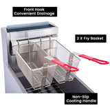 EasyRose Commercial Stainless Steel Gas Fryer, 40-50lb High Capacity Fryer, with 2 Baskets, 4 Burners, 30,000X4 BTU, CSA / ETL Certification