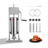 Hakka 5L/11lb Manual Sausage Stuffer, 2-Speed Stainless Steel Vertical Meat Filler with 4 Nozzles