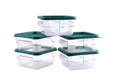 HAKKA 2 夸脱商业级方形食品储存容器带盖，聚碳酸酯，透明 - 5 件装