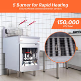 EasyRose Commercial Gas Deep Fryer 5 Burner 68-80lb Liquid Propane 150000 BTU，CSA / ETL Certified