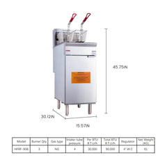EASYROSE 商用天然气油炸锅 40-50 磅容量 3 个燃烧器 90000 BTU，ETL 认证