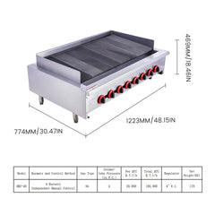 EASYROSE 48 英寸辐射燃气烧烤炉台面燃气烧烤炉，带 8 个燃烧器 160,000 BTU